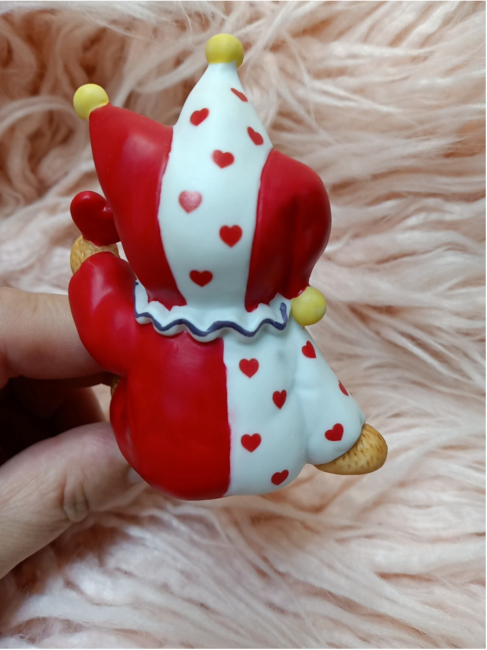 Lucy And Me Bear Figurine Vintage Valentines Day Heart Jester 1984 Red Clown - Picture 5 of 14